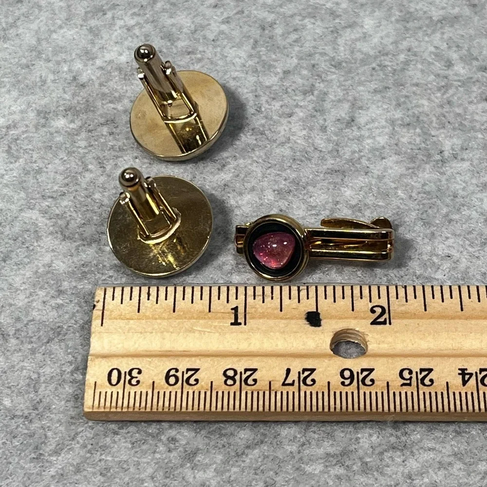 Vtg Hickok Dragons Breath Cufflinks Tie Tack Gold Tone USA Elegant Sophisticated